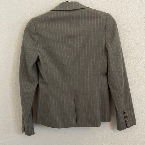 Theory Striped Wool Blend Blazer Grey/Beige Petite - Picture 3 of 11